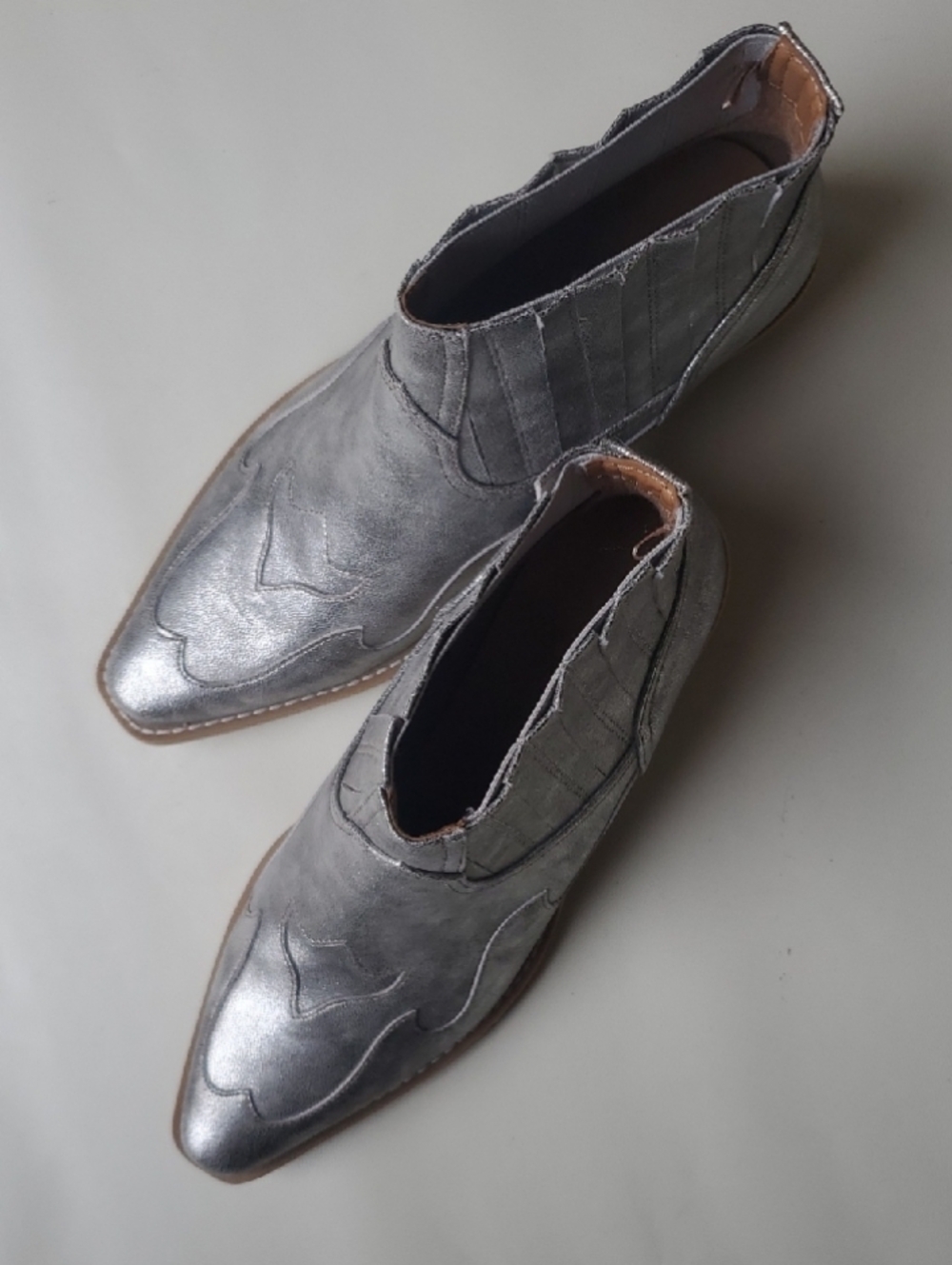 Forever 21 Silver Pointed Toe Western Ankle Boots